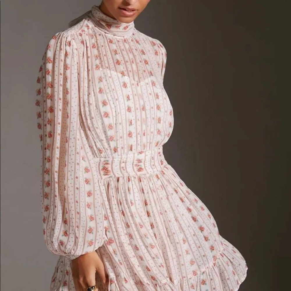 NWT Anthropologie Let Me Be Mock Neck Sheer Mini Dress